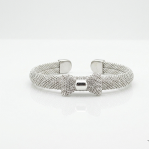 silver mesh bow cuff bracelet