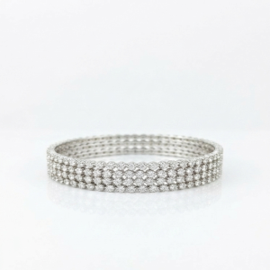 four row micro pave eternity bangle