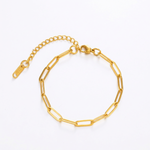 gold paperclip link bracelet