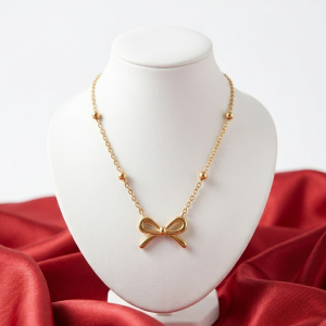 Home bow pendant necklace